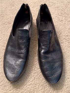 Marsell Distressed Metallic Grey Flats